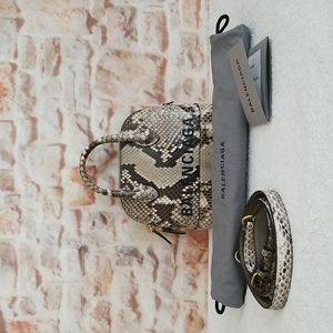 New BALENCIAGA Ville XXS Python Top Handle Bag
